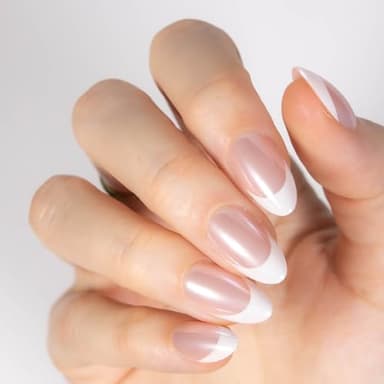 MOYOU LONDON Gel Press On Nails - Elegant Short Almond Shape, Long-lasting & Comfortable Soft Fake Nails with Glue, Reusable Semi-Transparent Stick On Nails for Women, 32 Pcs in 16 Sizes