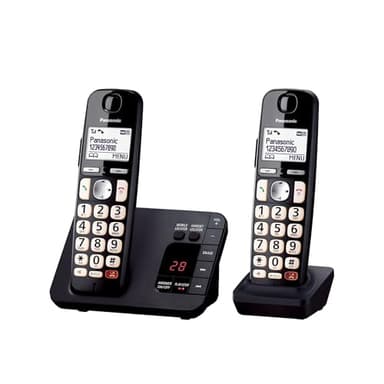 Panasonic KX-TGE822EB Digital Cordless Phone About 40 minutes Answering Machine with Nuisance Call Block and Dedicated Key, Amplified Sound Double