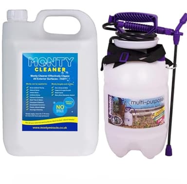 Miracle Fast Patio Cleaner In 10 Mins Outdoor & Garden Surface Cleaner 5L PAIRED WITH A 5L Litre High Distribution Sprayer Washer