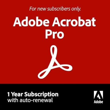 Adobe Acrobat Pro | PDF Software | Convert, Edit, E-Sign, Protect | 12-Month Subscription with Auto-Renewal | PC/Mac