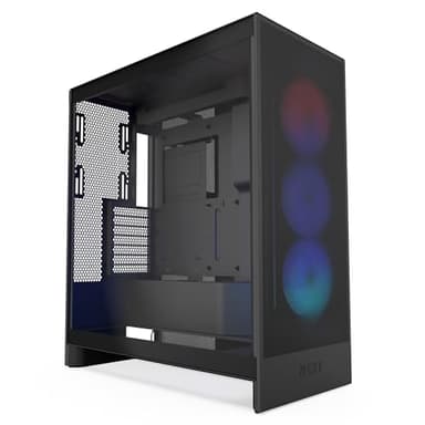 NZXT H7 Flow RGB | Mid-Tower ATX Airflow Case with RGB Fans | Supports Bottom Fans for Direct GPU Cooling | Includes 360mm RGB Single-Frame Fan Unit | Cable Management | Black