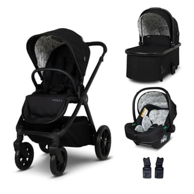 COSATTO Giggle 4 Travel System - 3 in 1 Travel System, 0-25kg Approx. 4 Years Old, Compact Fold, Pram, Pushchair, Carrycot, Seat Unit, i-Size Group 0+ Infant Carrier Car Seat & Raincover (Foxed)