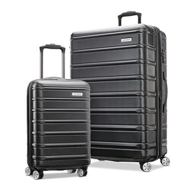 Samsonite Omni 2 Hardside Expandable Luggage with Spinner Wheels 2-Piece Set (Carry-on/Large), Midnight Black, 2-Piece Set (19/28), Omni 2 Hardside Expandable Luggage with Spinner Wheels