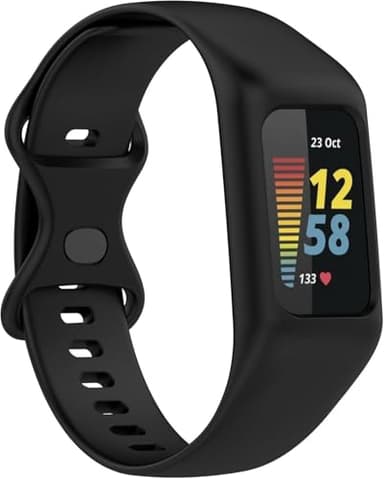 NEO+ Silicone Sport Band Compatible with Fitbit Charge 6/Charge 5 Band with Case for Soft Silicone Strap with Shatter-Resistant Protective for Charge 5/Charge 4/3 Advanced Fitness Tracker