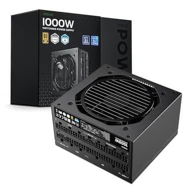 Vetroo 1000W Black Power Supply ATX 3.1 Ready Dual PCIe 5.1, 80 Plus Gold Full Modular, Eco Mode with 120mm FDB Fan, Compact Size, 10 Year Warranty for Gaming PC