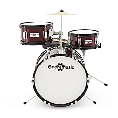 Gear4music Junior Drum Kit 3-Piece Kid Drum Set for Kids Age 5-10 with Snare, Bass, Tom, Cymbal