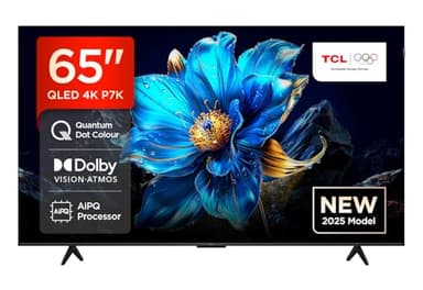 TCL 65P7K-UK 65" QLED 4K Ultra HD HDR Google TV (Google Assistant, Freeview Play, Dolby Atmos, Dolby Vision, HDR10+, 120Hz Game Accelerator, Motion Clarity，2025 New Model)