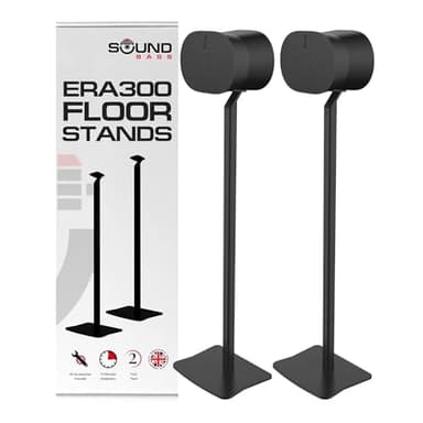 ERA300 Floor Stand, Premium Metal Design, Twin Pack (2pcs), Black, Compatible with Sonos ERA 300 Speaker, Accessories Included, Cable Management, Designed in the UK, Double, Pair