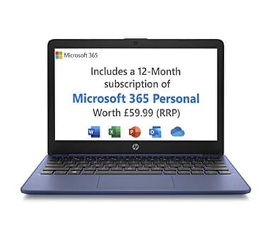 HP Stream Laptop PC 11-ak0029sa - Intel Celeron N4120 Processor - 4 GB RAM - 64 GB eMMC - 11 inch HD 16:9 Display - Windows 11 Home - Royal Blue - Microsoft 365 Personal 12 Months Included