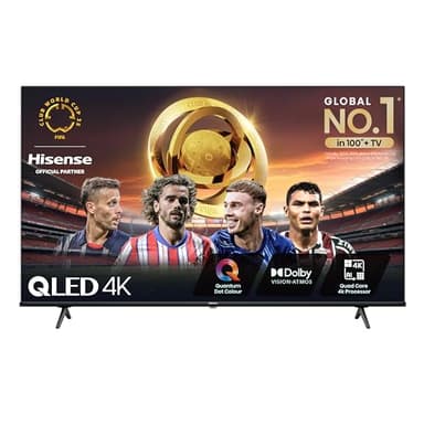 Hisense 55 Inch 4K QLED Smart TV 55E7NQTUK - Quantum Dot Colour, 4K AI Processor, Dolby Vision Atmos, Smooth Motion, Sports Mode, Vidaa OS with Freely, Youtube, Netflix and Disney+ (2024 Model)