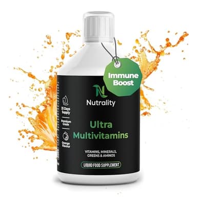 Nutrality Ultra Liquid Multivitamin 1 Pack | Advanced Vitamin Superfood Greens Blend with CoQ10, Lutein & Biotin | Supports Brain & Cardiovascular Health | Liquid Vitamin | 33 Days’ Supply | 500ml
