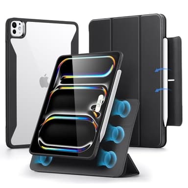 ESR for iPad Pro M4 11 Inch Case 2024, iPad Pro 11 Case with Pencil Holder, Removable Magnetic Cover, Vertical Stand, Fully Supports Pencil Pro and Pencil(USB-C), Rebound 360 Series, Black