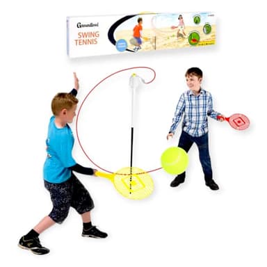 PEBBLE HUG 1 x Spin Swinging Classic Tennis Outdoor Swing Strike Racket Ball, Garden Game Set, Tennis, Suitable for Boys and Girls Aged 6years+, Two Player Entertaining Fun