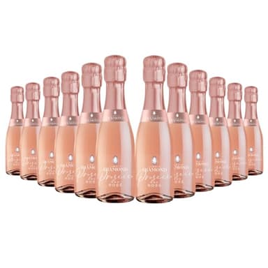 Liquid Diamond Prosecco Rosé Mini 20cl - Premium Sparkling Pink Prosecco from the heart of Italy, perfect for gifting, weddings and parties - Pack of 12 | 11% ABV