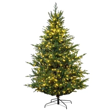Christmas Tree World | 5ft Artificial Pre-lit Ultra Mountain Pine | Natural and Realistic Look with Bushy and Luxury Quality PVC Tips | Easy to Assemble and Take Down | 95cm Diameter