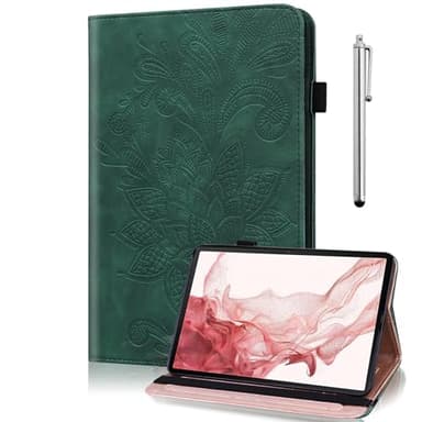 TUOLISG Case for iPad Mini 7 A17 Pro,iPad Mini 7th/6th Generation Case (8.3-inch 2024/2021),Luxury PU Leather cover with Multi-Angle Viewing Stand and Stylus,Green