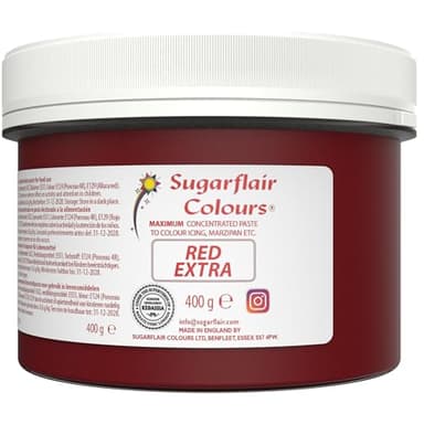 Sugarflair BULK 400 gram Concentrated Food Colour Paste Gel Cake Decorating. Red Green Yellow Pink Blue Black (Red Extra)