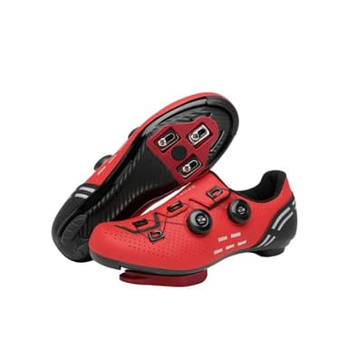Cycling Shoes Mens Road MTB Cycling Shoes SPD-SL Compatible with Peloton Bike Indoor Outdoor Road Bike Riding Shoes Men's & Women's Black (Red-Road-Delta,11)
