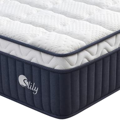 slily 12 Inch Super King Mattress for Back Pain, 6ft Hybrid Mattress with Supportive & Comfortable, 7-Zone Pocket Sprung Memory Foam Cooling Bed Mattresses, 30cm Deep Medium Firm 180 X 200cm