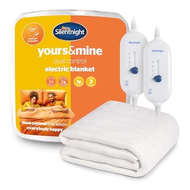 Silentnight Dual Control Electric Blanket Double - Heated Electric Underblanket Bed Warmer Sheet with 3 Heat Settings, Easy Fit Straps, Split Controls and Machine Washable - Double 150x137cm (60"x54")
