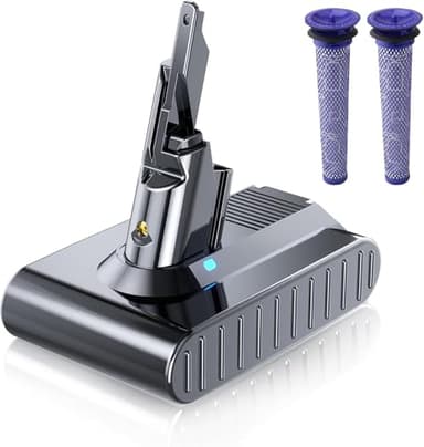 6000mAh V7 Battery Replacement for Dyson, Powtree Battery for Dyson V7 SV11 Vacuum Cleaner Series Compatible with Animal Motorhead Absolute Fluffy Trigger Car+ Boat with 2 Filters