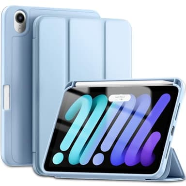 Wenlaty for iPad Mini 7/6 Case 2024/2021 (A17 Pro), for iPad Mini 7th/6th Generation Case 8.3 Inch with Pencil Holder, Slim Trifold Stand Cover with Soft TPU Back, Auto Sleep/Wake, Sky Blue