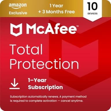 McAfee Total Protection 10-Devices 2026 | Amazon Exclusive|15-Months| Antivirus, VPN, Scam Protection, Identity Monitoring | 15-Months Subscription with Auto-Renewal | Digital download