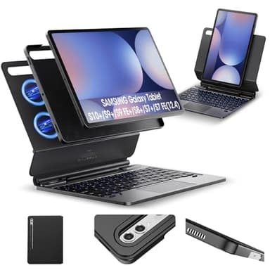 ORDA for Samsung Galaxy Tab S10+ Plus/S9+ Plus/S9 FE+ Plus/S8+ Plus/S7+ Plus/S7 FE Case with Keyboard AI Key Dex Mode Landscape/Portrait Stand 12.4" Magnetic Removable Case Multi-Touch Trackpad