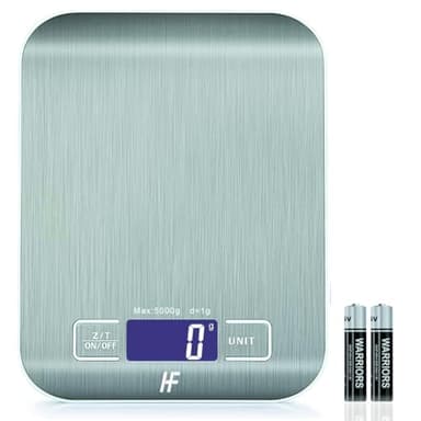 HomeFashion 5kg 1g 11lb Digital Kitchen Scales Food Scale with stainless steel Platform Electronic Cooking Backlit LCD Display Multifunction for Home and Office Use