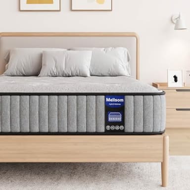 Mellsom Super King Mattress 6FT, Gel Memory Foam 7 Zone Pocket Sprung Hybrid Super King Size Mattresses, 8 Inch Orthopedic Medium Firm Mattress for Pressure Relief Motion Isolation, 180x200x20cm