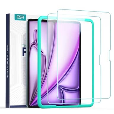 ESR 2 Pack Screen Protector for iPad Air 13 Inch M3/M2 (2025/2024), 9H Ultra-Hard Tempered Glass Film Guard with Alignment Frame, Anti-Scratch, HD Clarity, Bubble Free, Apple Pencil Compatible