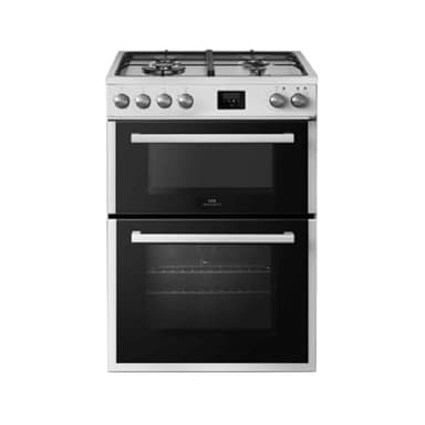 New World NWDO60DFS 60cm Freestanding Dual Fuel Cooker - Silver (White)