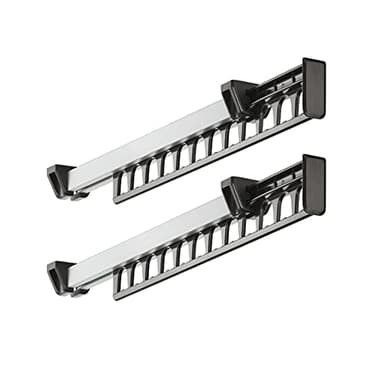 LOOTICH 312mm Extendable Pull Out Cupboard Wardrobe Rail Organizer Metal Rack for 12 Clothes Hangers Pack of 2