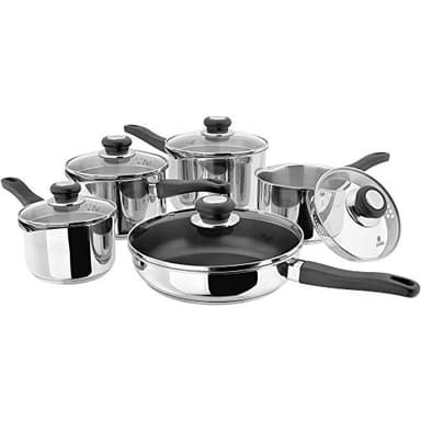 Judge Vista J3C2 5 Piece Saucepan Set with Draining Lids, Induction Ready - Stainless Steel