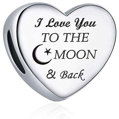 Love Charm Fit for Pandora Charms Bracelet "I Love You to the Moon and Back" Love Heart Charms Birthday Jewellery