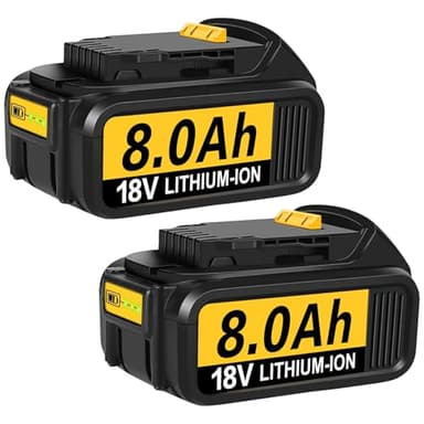 2Pack 8.0Ah Lithium Battery Replacement for Dewalt 18V Battery Compatible with Dewalt Batteries DCB184 DCB200 DCB180 DCB181 DCB182 DCB201 DCB200-2 (8.0-2PACK)