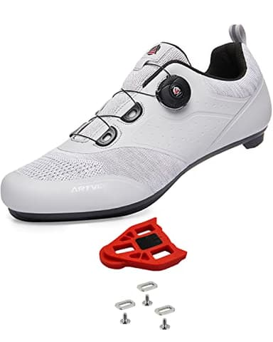 Mens Cycling Shoes Womens Mountain Road Bikes Shoe Compatible with Peloton Bike & Look ARC Delta, Compatible Installation SPD/SPD-L & KEO Cleats Grey 5 UK