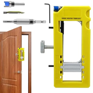 Door Hinge Mortise Jig Kit | Door Hinge Router Template with Silicone Non-Slip Pads and Removable Inserts, Cabinet Hinge Jig, Door Lock Installation Kit for 3-5 Inch Length, 1/4 Or 5/8 Inch Thickness