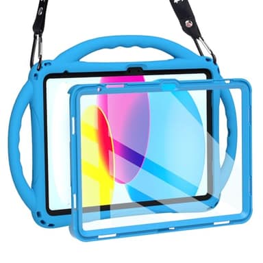 TOPESCT Kids Case for iPad A16 11th/10th Generation (2025/2022) 11inch/10.9inch- Made of Kid-Friendly Silicone, with Built-in Screen Protector, Shockproof Handle Stand Case For iPad 11th/10th Gen