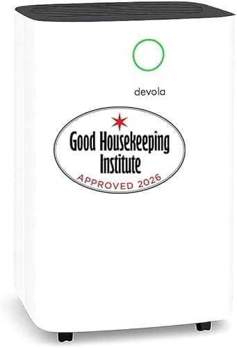 Devola 12L/day Low Energy Dehumidifier, Quiet & Energy Efficient (costs less than 5p per hour) Dehumidifiers for Home, Laundry Drying Dehumidifier, Dust Filter