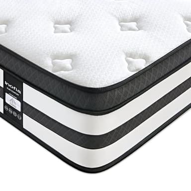 Inofia Sleep Double Mattress Memory Foam 4FT6,11 Inch Hybrid Sprung Mattress with Fire Resistant, Responsive Zoned Support & Motion Isolated,100 Night Home Trial, LUXE Collection