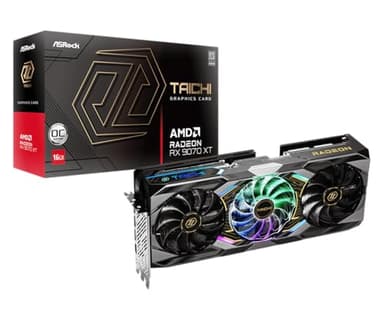 ASRock AMD Radeon RX 9070 XT Taichi 16GB OC 3100 MHz 20 Gbps GPU GDDR6 256Bit PCIe5.0 Dual BIOS 850W RT+AI Accelerators 3X Cooling System HDMI2.1b DP2.1a Graphics Card 12V-2x6-pin Power Connectors