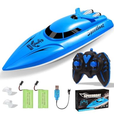 Habuddy RC Boat, 2.4 GHz High Speed Mini Boats, Remote Control Boats for Pools & Lakes, Radio Controlled Watercraft for Kids, 30+ Mins, 2 Batteries