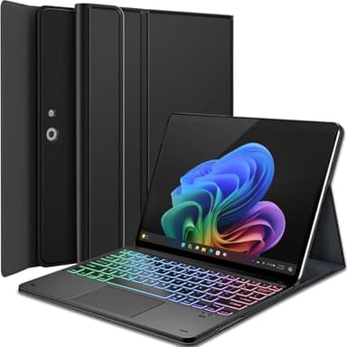 Wineecy Touchpad Keyboard Case for 13 Inch Microsoft Surface Pro 11 / Pro 10 / Pro 9, 7 Color Rainbow Backlight Detachable Bluetooth Trackpad Keyboard Folio Smart Cover