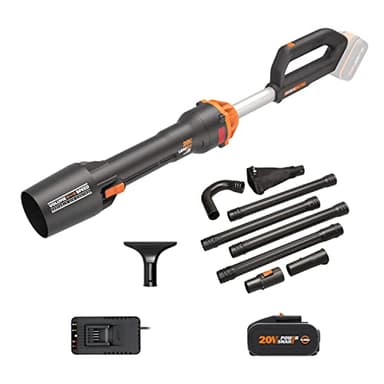 WORX NITRO 18V(20V MAX) Cordless Leaf Blower WG543E.1 Brushless Blower,Max.209km/h Air Speed, Max.696m³/h Air Flow,2-Speed Control, PowerShare, 1*4.0Ah Battery,1*2A Charger,W/GUTTERPRO Kit&Wide Nozzle