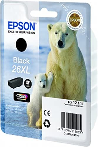Epson 26XL Polar Bear Black High Yield Genuine, Claria Premium Ink Cartridge