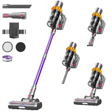 Cordless Vacuum Cleaner 48Kpa/580W/60Min, Rechargeable Wall-Mounted/1.5L Vacuum Cleaners for Home, Anti-Tangle Self-Standing Vacuum with Touch Screen, Upright Vacuums for Pet/Hardwood Floor/Carpet/Car