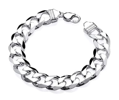 Old English Jewellers 925 Sterling Silver Large Men's Curb Bracelet Chunky 15mm Wide - HEAVY