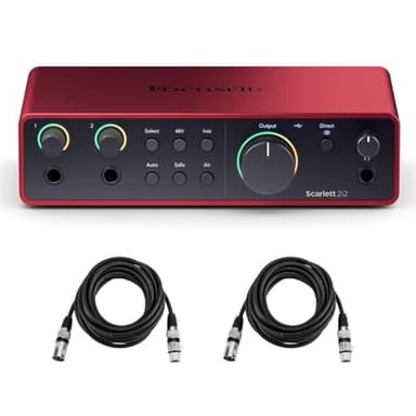 Focusrite Scarlett 2i2 3rd Gen 2x2 USB Audio Interface Bundle with Headphones and 2 XLR Cables (4 Items)