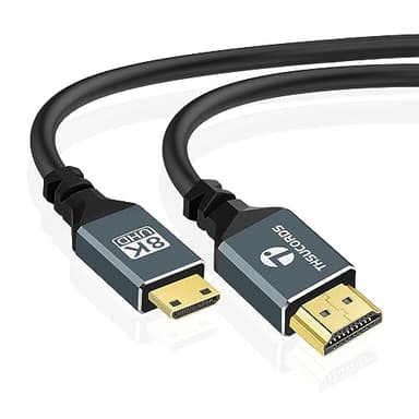 Thsucords Ultra Thin 8K 4K Mini HDMI to HDMI Cable 3M, Flexible Soft & Slim High Speed 48Gbps 4K@120Hz Mini HDMI 2.1 Lead Compatible with Camera,Camcorder,Tablet and Graphics/Video Card,Laptop